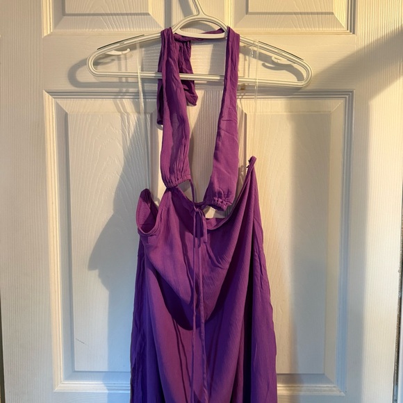 Shade & Shore Purple Cut Out Halter Midi Swim Cover Up Dress Women M NWT - Picture 2 of 11